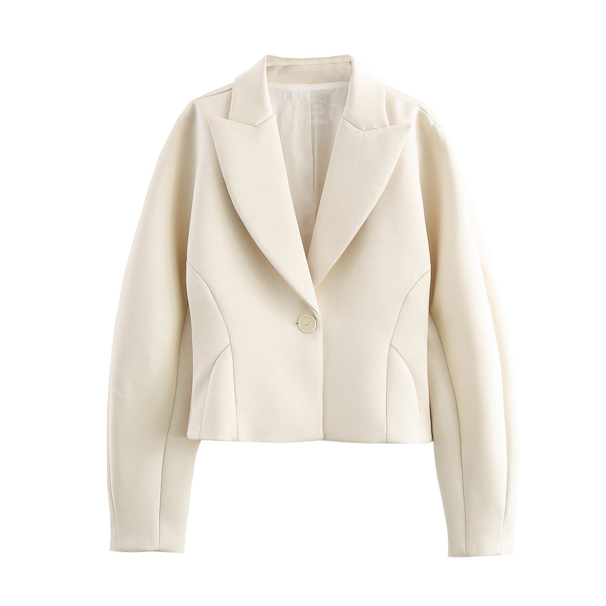 Stylish Simple Versatile Silk Satin Textured Suit Long Sleeve Jacket