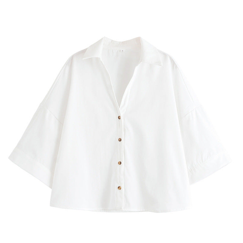 Elegant Lapel Short-sleeved Shirt With Belt Loose Pleated Shorts
