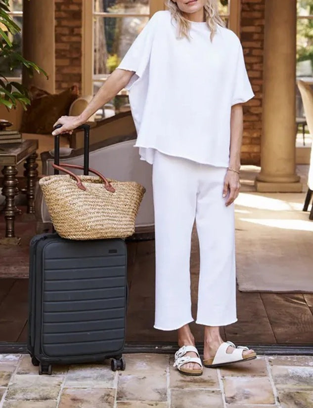 Casual Dolman Sleeve Pullover Wide Leg Pants Suit