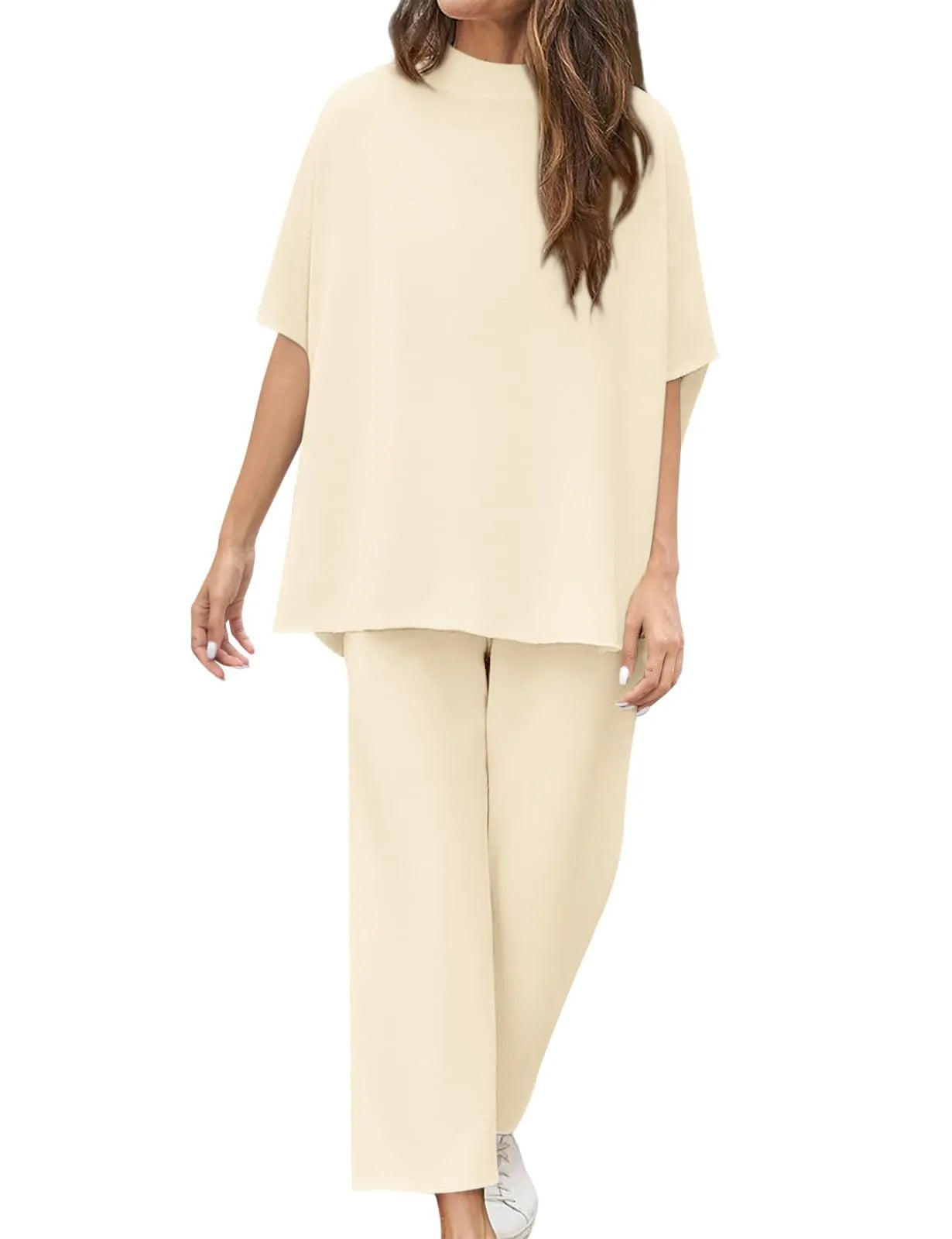 Casual Dolman Sleeve Pullover Wide Leg Pants Suit