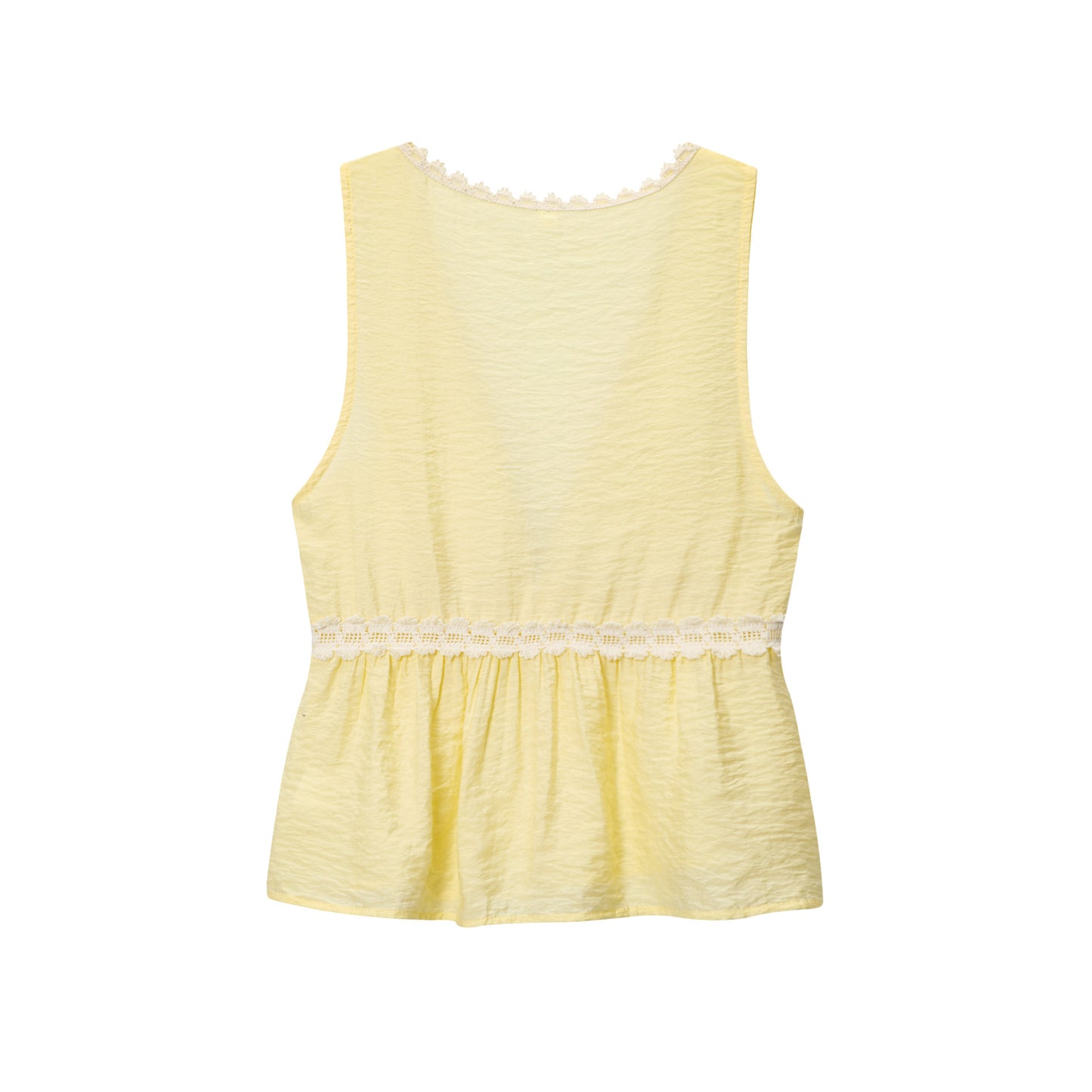 Lace Trim Elegance Sleeveless V-neck Shirt Top
