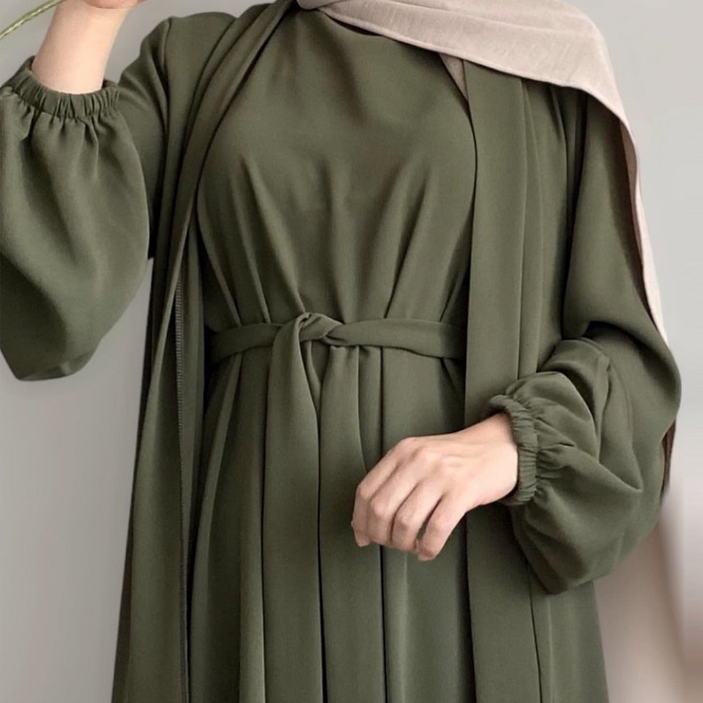 Elegant Solid Color Two-piece Suit Abaya