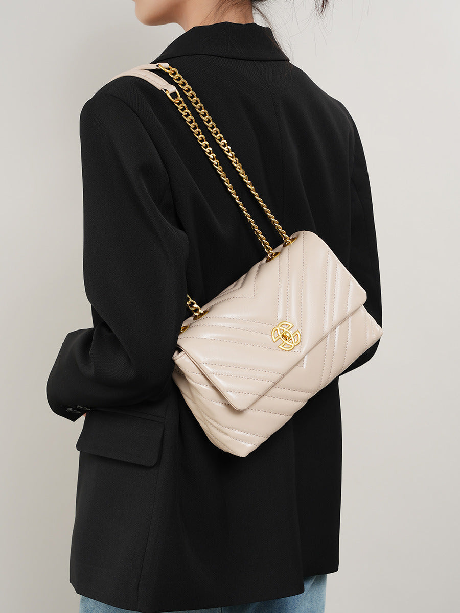 Women's Cowhide Diamond Chain Square Shoulder Bag