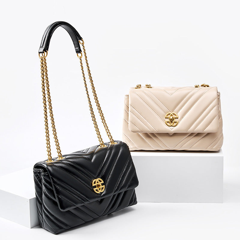 Women's Cowhide Diamond Chain Square Shoulder Bag