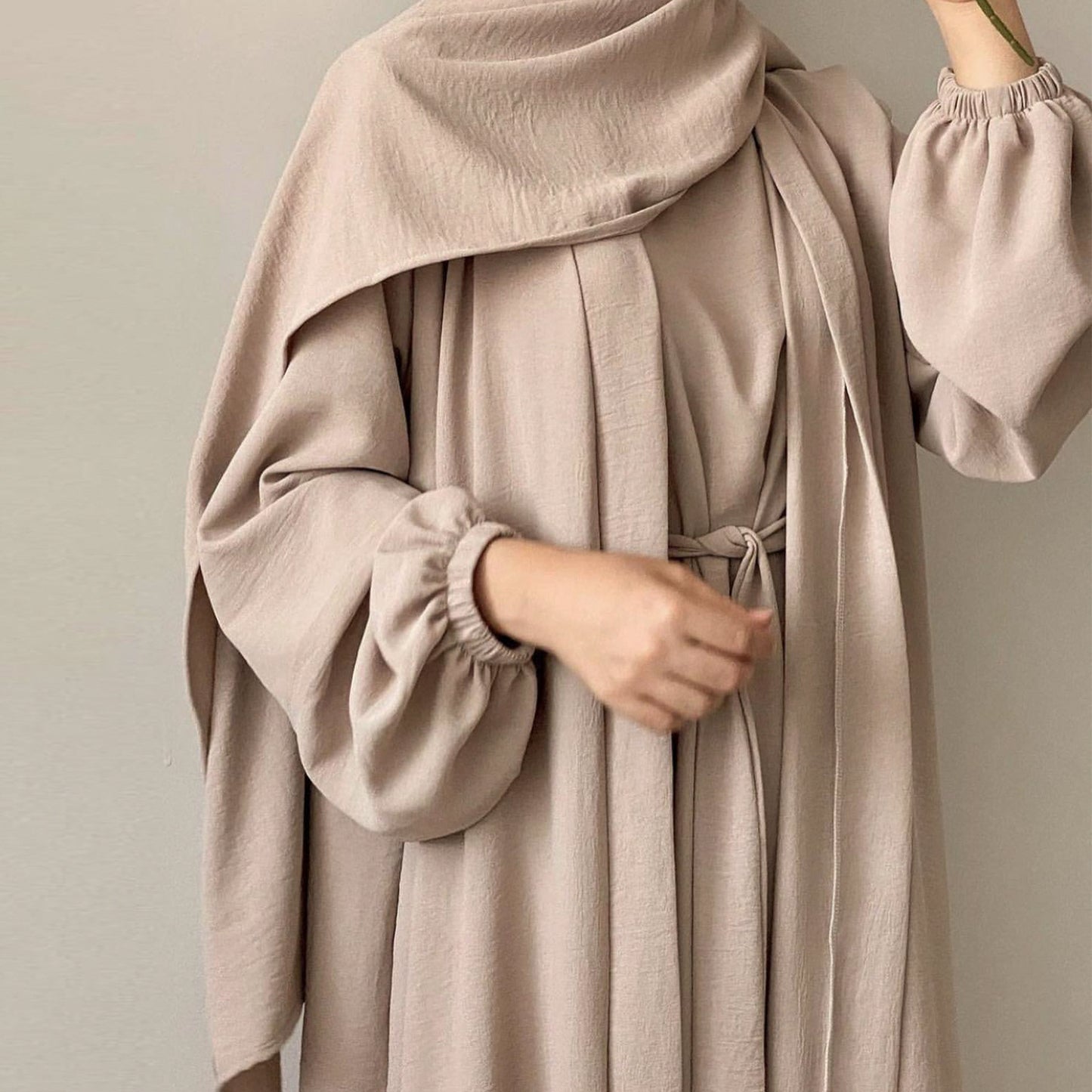 Elegant Solid Color Two-piece Suit Abaya