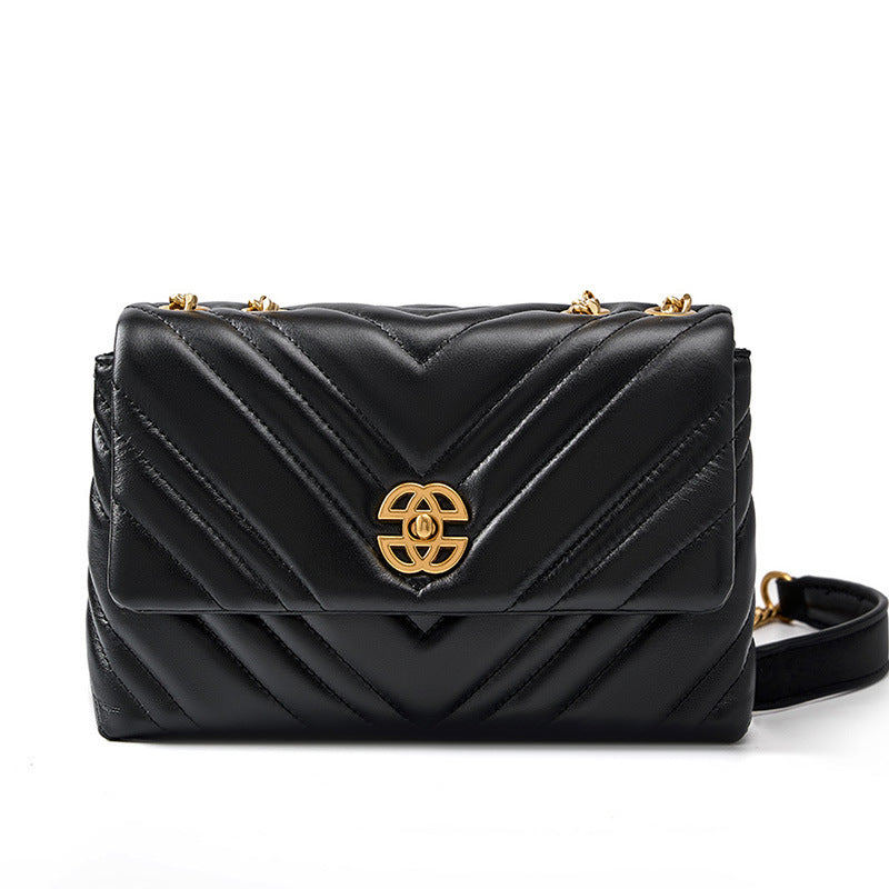 Women's Cowhide Diamond Chain Square Shoulder Bag
