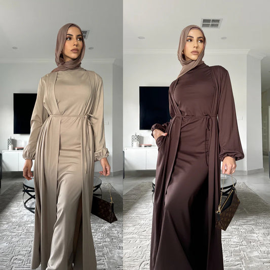 Elegant Dress Cardigan Suit Abaya