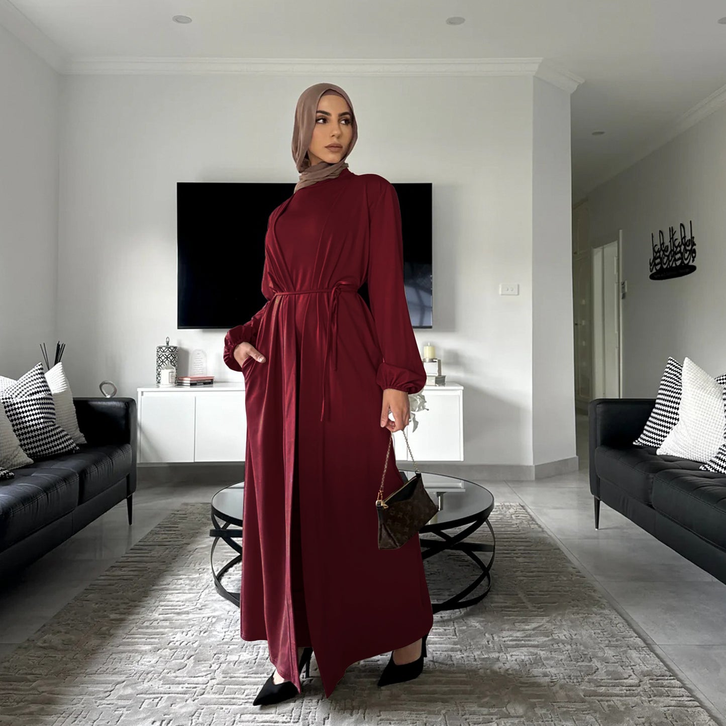 Elegant Dress Cardigan Suit Abaya