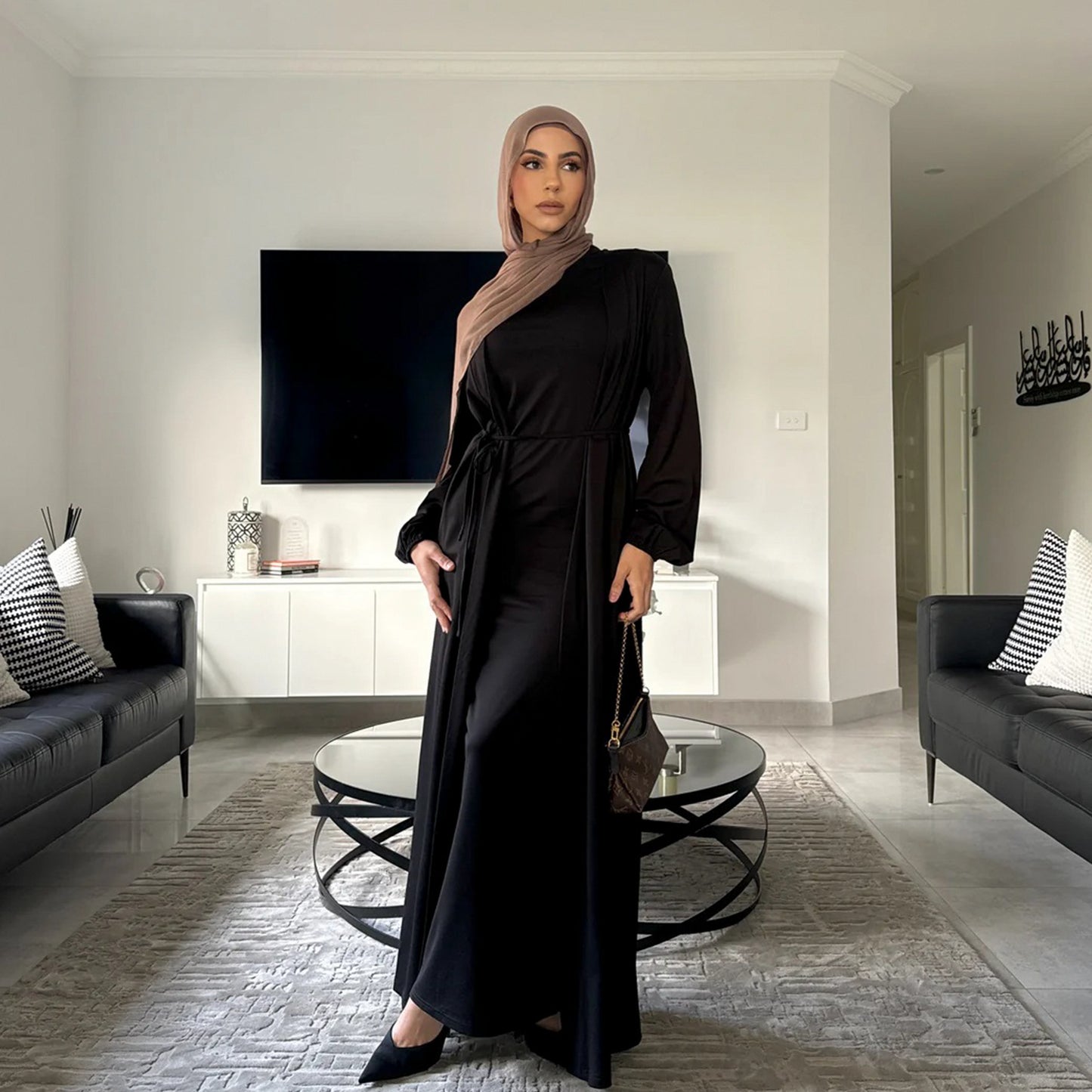 Elegant Dress Cardigan Suit Abaya