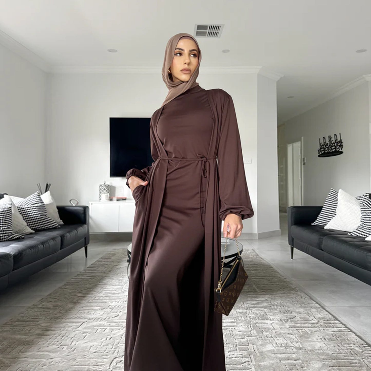 Elegant Dress Cardigan Suit Abaya