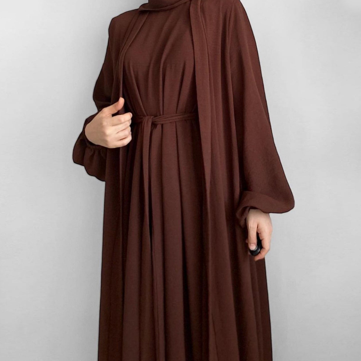 Elegant Solid Color Two-piece Suit Abaya