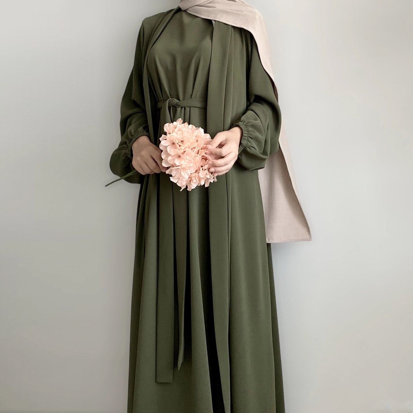 Elegant Solid Color Two-piece Suit Abaya