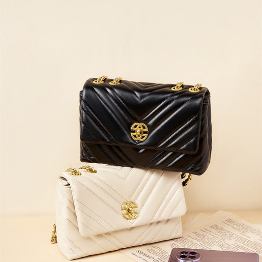 Women's Cowhide Diamond Chain Square Shoulder Bag