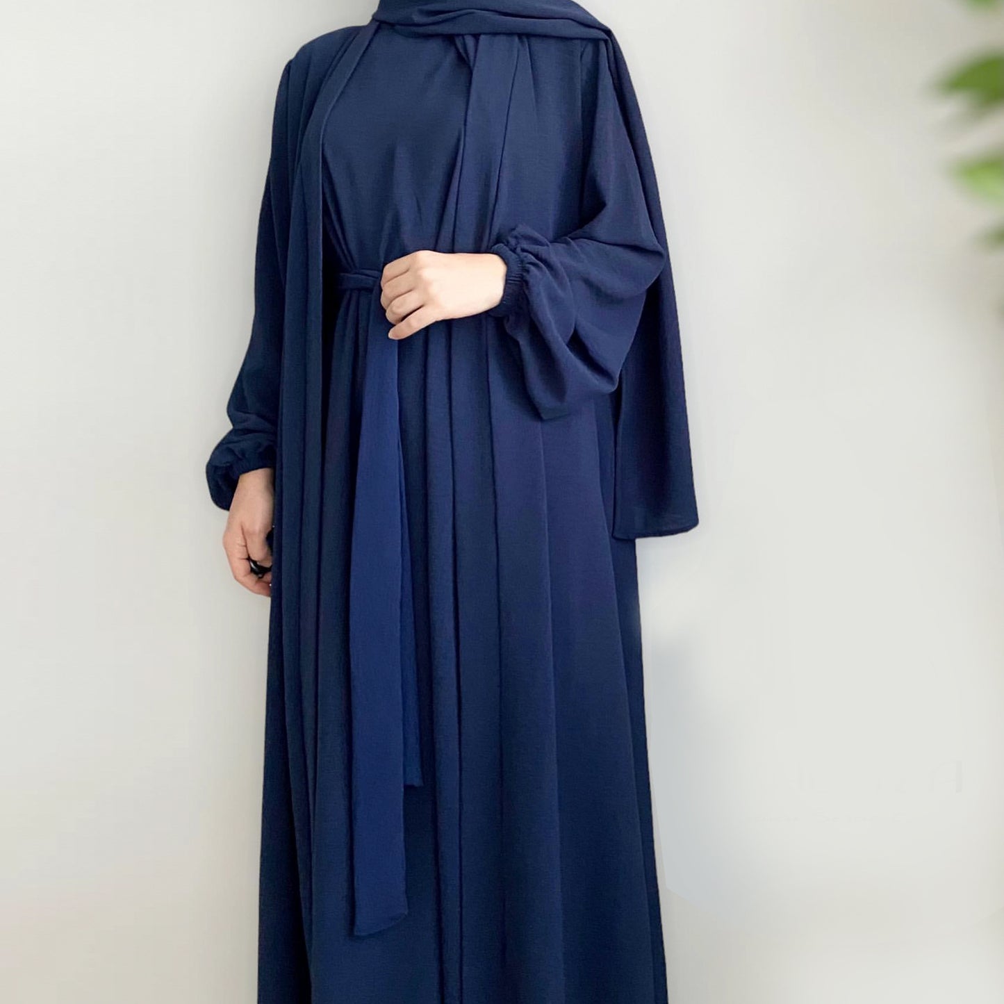 Elegant Solid Color Two-piece Suit Abaya